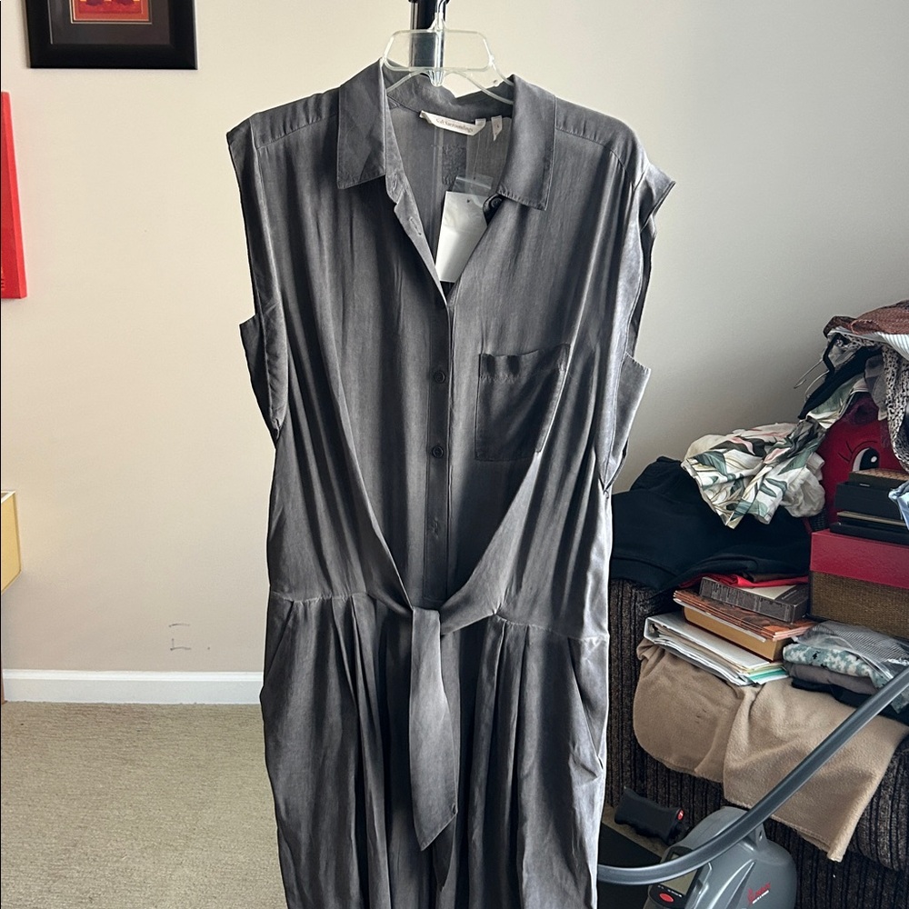 Soft Surroundings Charcoal Jumpsuit with entricate details